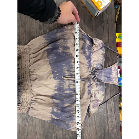 Parker Silk Tie Dyed Ombre Print Cinched Waist Blouson Dress Gray Size Medium - Picture 8 of 10